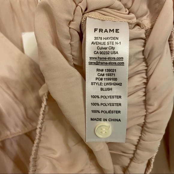 FRAME Julianne Puff Sleeve Crop Blouse in Blush XL - Picture 9 of 9